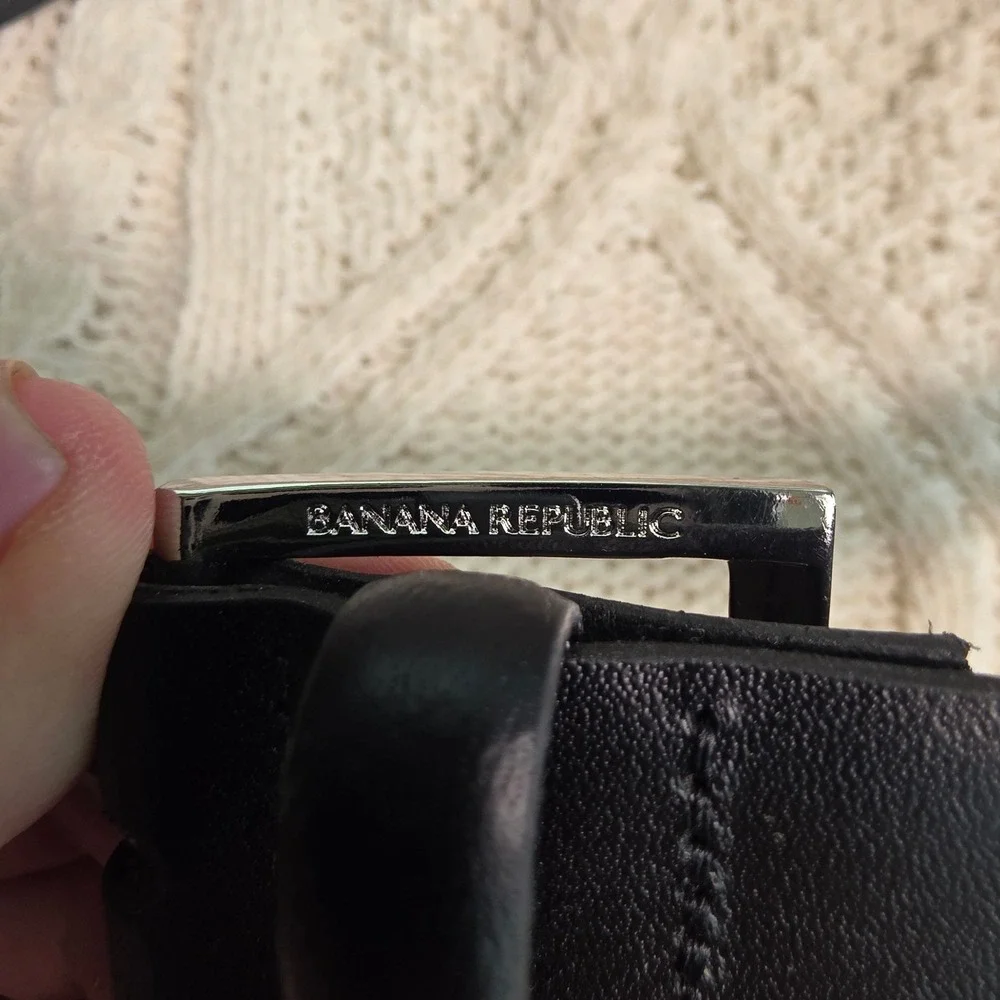 Banana Republic Dress Belt Black Split Cowhide Leather Guatemala Mens 32 NEW